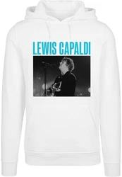 Merchcode Kapuzensweatshirt Herren Lewis Capaldi - Photo Tour Hoody (1-tlg) Weiß/Braun/Grün