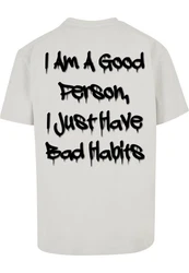 Merchcode T-Shirt Bad Habits Heavy Oversize Tee Weiß/Grau/Beige/Khaki