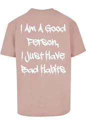 Merchcode T-Shirt Bad Habits Heavy Oversize Tee Rosa/Rot