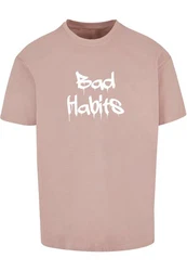 Merchcode T-Shirt Bad Habits Heavy Oversize Tee Rosa/Rot