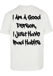Merchcode T-Shirt Bad Habits Heavy Oversize Tee Weiß/Schwarz