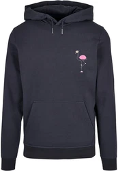 Merchcode Kapuzensweatshirt Flamingo Basic Hoody Dunkelblau/Rosa