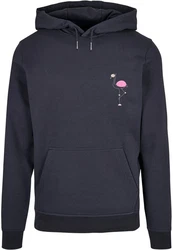Merchcode Kapuzensweatshirt Flamingo Basic Hoody Dunkelblau/Rosa