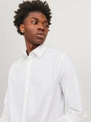 Jack & Jones Langarmhemd JPRBLAACTIVE STRETCH SLIM SHIRT Weiß/Grau/Creme