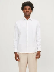 Jack & Jones Langarmhemd JPRBLAACTIVE STRETCH SLIM SHIRT Weiß/Grau/Creme