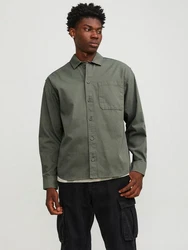 Jack & Jones Langarmhemd JCOCOLLECTIVE ZAC OVERSHIRT LS SN Dunkelgrün/Grün/Khaki