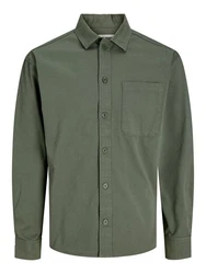 Jack & Jones Langarmhemd JCOCOLLECTIVE ZAC OVERSHIRT LS SN Dunkelgrün/Grün/Khaki