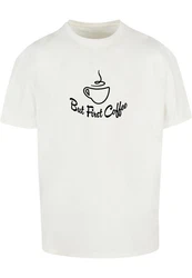 Merchcode Herren But First Coffee Heavy Oversized Tee Braun/Beige
