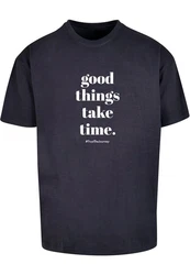 Merchcode T-Shirt Good Things Take Time Heavy Oversize Tee (1-tlg) Dunkelblau/Schwarz/Blau