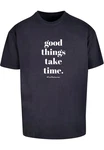 Merchcode T-Shirt Good Things Take Time Heavy Oversize Tee (1-tlg) Dunkelblau/Schwarz/Blau Merchcode T-Shirt Good Things Take Time Heavy Oversize Tee (1-tlg) Dunkelblau/Schwarz/Blau