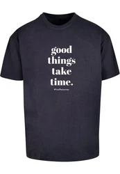 Merchcode T-Shirt Good Things Take Time Heavy Oversize Tee (1-tlg) Dunkelblau/Schwarz/Blau