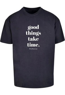 Merchcode T-Shirt Good Things Take Time Heavy Oversize Tee (1-tlg) Dunkelblau/Schwarz/Blau
