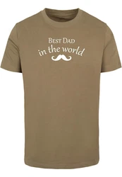 Merchcode T-Shirt Herren Fathers Day - Best Dad in the World (2) Khaki/Dunkelgrün/Beige