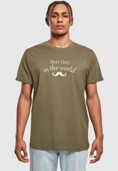 Merchcode T-Shirt Herren Fathers Day - Best Dad in the World (2) Khaki/Dunkelgrün/Beige