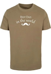 Merchcode T-Shirt Herren Fathers Day - Best Dad in the World (2) Khaki/Dunkelgrün/Beige