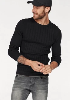 Bruno Banani Rundhalspullover Rippoptik