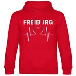 multifanshop Kapuzensweatshirt Freiburg Herzschlag Hoodie Rot/Grau/Dunkelrot