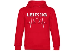 multifanshop Kapuzensweatshirt Leipzig Herzschlag Hoodie Rot/Dunkelrot/Rosa