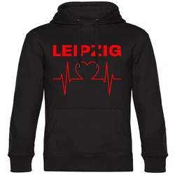 multifanshop Kapuzensweatshirt Leipzig Herzschlag Hoodie Schwarz/Rot