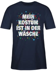 Shirtracer T-Shirt Mein Kostüm ist in der Wäsche Konfetti Karneval & Fasching Silber/Dunkelgrau/Dunkelblau/Mischfarben/Beige/Creme