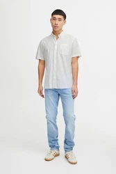 Blend Kurzarmhemd BHShirt Weiß/Creme/Khaki