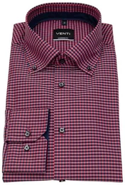 Karohemd Modern Fit leicht tailliert bgelfrei Button-Down-Kragen