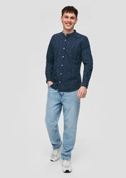 QS Langarmhemd Dunkelblau/Blau/Hellblau