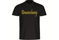 multifanshop T-Shirt Braunschweig Schriftzug Herren Braun/Dunkelbraun/Gelb/Dunkelgrün