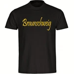 multifanshop T-Shirt Braunschweig Schriftzug Herren Braun/Dunkelbraun/Gelb/Dunkelgrün