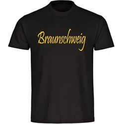 multifanshop T-Shirt Braunschweig Schriftzug Herren Braun/Dunkelbraun/Gelb/Dunkelgrün
