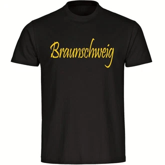 multifanshop T-Shirt Braunschweig Schriftzug Herren Braun/Dunkelbraun/Gelb/Dunkelgrün