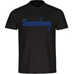 multifanshop T-Shirt Braunschweig Schriftzug Herren Dunkelgrün/Braun/Orange/Dunkelblau