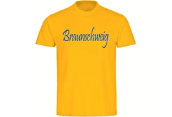 multifanshop T-Shirt Braunschweig Schriftzug Herren Gelb/Dunkelgrün
