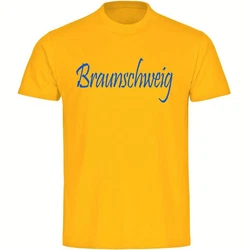 multifanshop T-Shirt Braunschweig Schriftzug Herren Gelb/Dunkelgrün