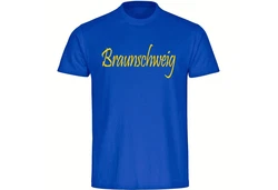 multifanshop T-Shirt Braunschweig Schriftzug Herren Dunkelblau/Dunkelgrün/Braun/Blau