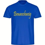 multifanshop T-Shirt Braunschweig Schriftzug Herren Dunkelblau/Dunkelgrün/Braun/Blau
