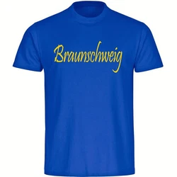 multifanshop T-Shirt Braunschweig Schriftzug Herren Dunkelblau/Dunkelgrün/Braun/Blau