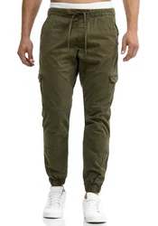 Indicode Herren Levi Cargo Hose Dunkelgrün/Khaki