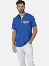 Babista T-Shirt ROMOLINO mit eleganten Zierknöpfen blau