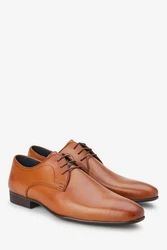 Next Unifarbene Derby-Schuhe aus Leder Schnürschuh (1-tlg) Beige/Braun/Orange