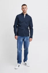 Blend Langarmhemd Dunkelblau/Blau