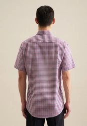 seidensticker Businesshemd Regular Kurzarm Button-Down-Kragen Braun/Rot/Hellblau/Rosa/Dunkelrot