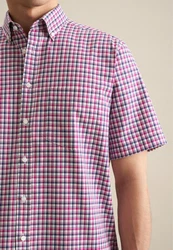 seidensticker Businesshemd Regular Kurzarm Button-Down-Kragen Braun/Rot/Hellblau/Rosa/Dunkelrot