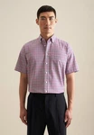 seidensticker Businesshemd Regular Kurzarm Button-Down-Kragen Braun/Rot/Hellblau/Rosa/Dunkelrot