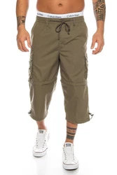 BENK Cargoshorts Freemen Bermuda Cargo Capri Kurze Hose Vintage Short Casual Khaki/Dunkelgrün