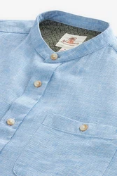 Next Langarmhemd mit Stehkragen (1-tlg) Hellblau/Blau