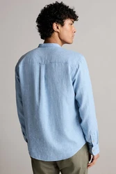 Next Langarmhemd mit Stehkragen (1-tlg) Hellblau/Blau