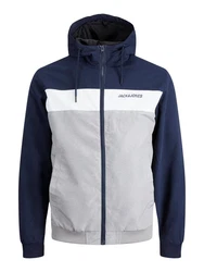 Jack & Jones Plus Bomberjacke JJRush Grau/Blau/Dunkelblau/Hellblau