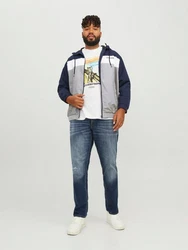 Jack & Jones Plus Bomberjacke JJRush Grau/Blau/Dunkelblau/Hellblau