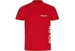 multifanshop T-Shirt Herren Polen - Brust & Seite Rot